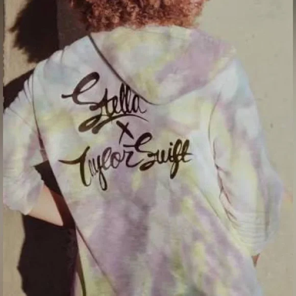 Stella x Taylor Swift tie dye embroidered lyric hoodie Size Medium